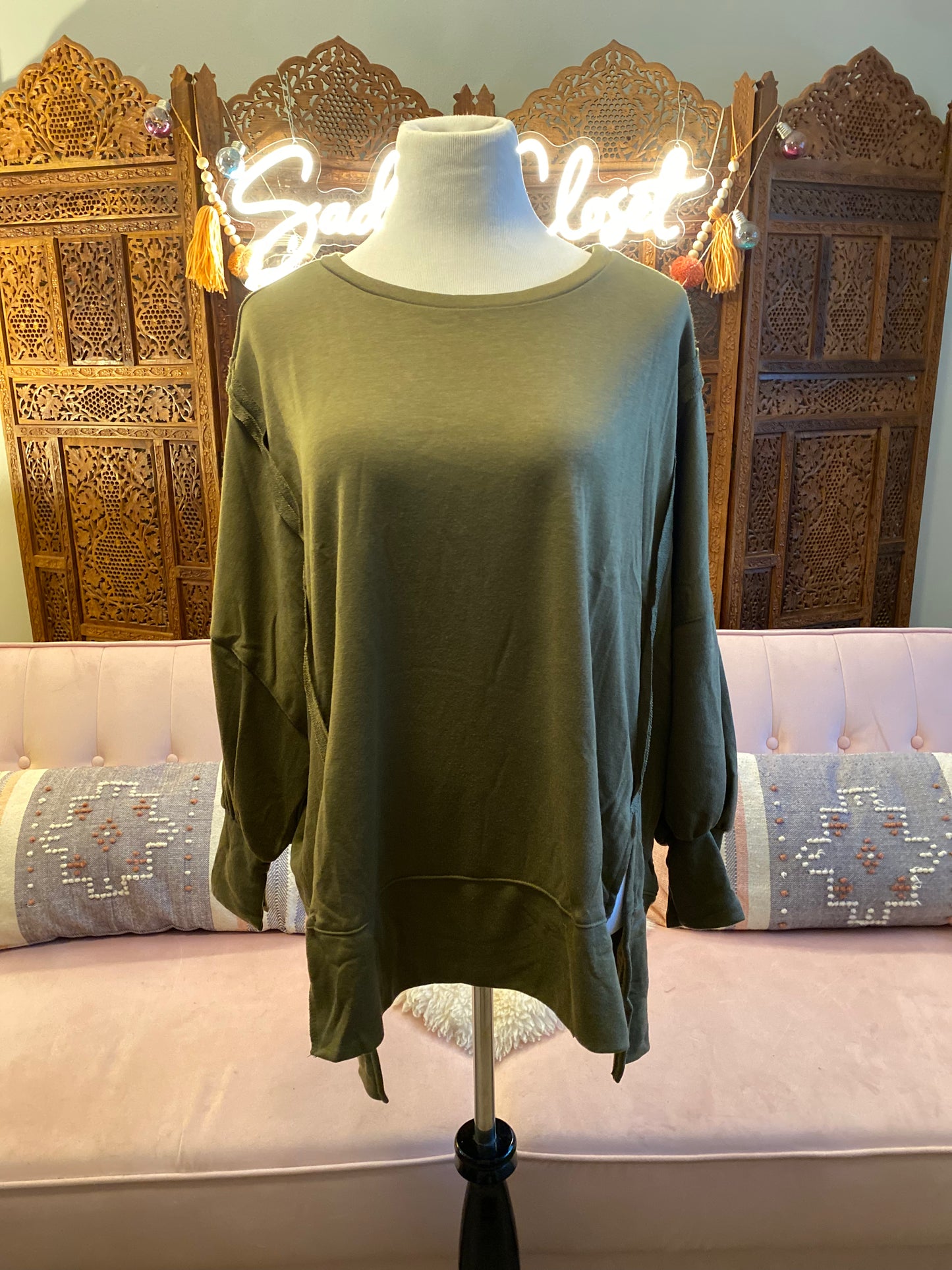 Olive Oversized Top